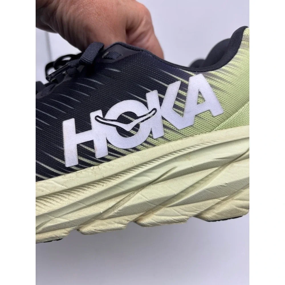 Hoka Rincon 3 Mens 9.5D Black Green Glow Lightweight Running Shoes 1119395 BGBT